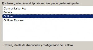 importar desde Outlook a thunderbird