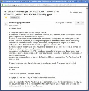 Operaciones de Paypal bloqueadas