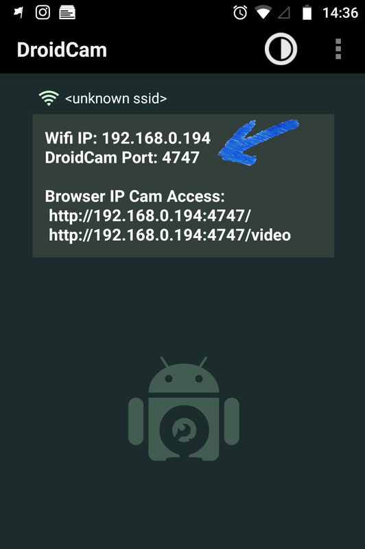 DroidCam para usar el telefono como webcam