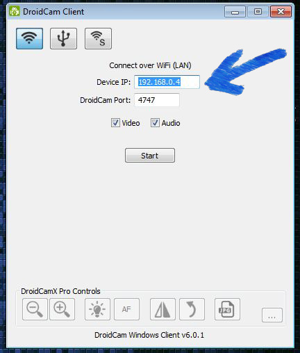 Cliente DroidCam para PC