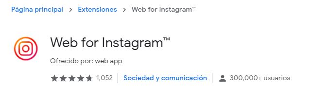 Extension web for instagram