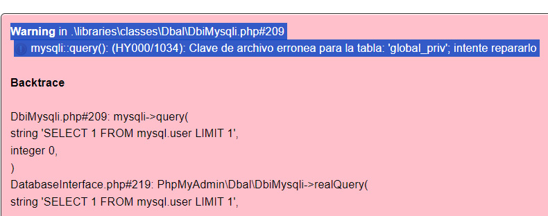 error en mysql